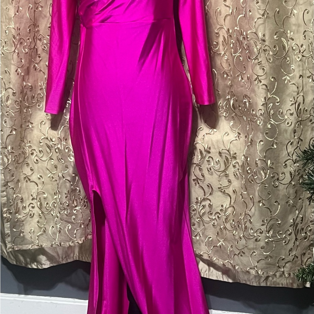 SHEIN Vibrant Pink Long Sleeve Dress